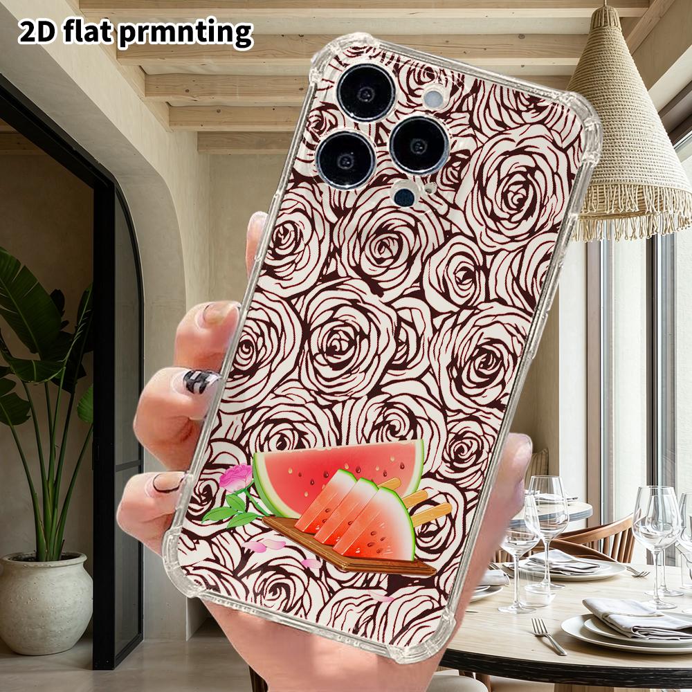 Phone Case: 2D Flat, Suitable for iPhone 18 17 16 15 14 13 Pro, Transparent Corner Protection Case, Fresh Summer Style, Christmas and Halloween Gift