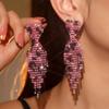 Luxurious Valentine's Shiny Diamond Heart Tassel Earrings for Women - Fashion Peach Heart Studs.