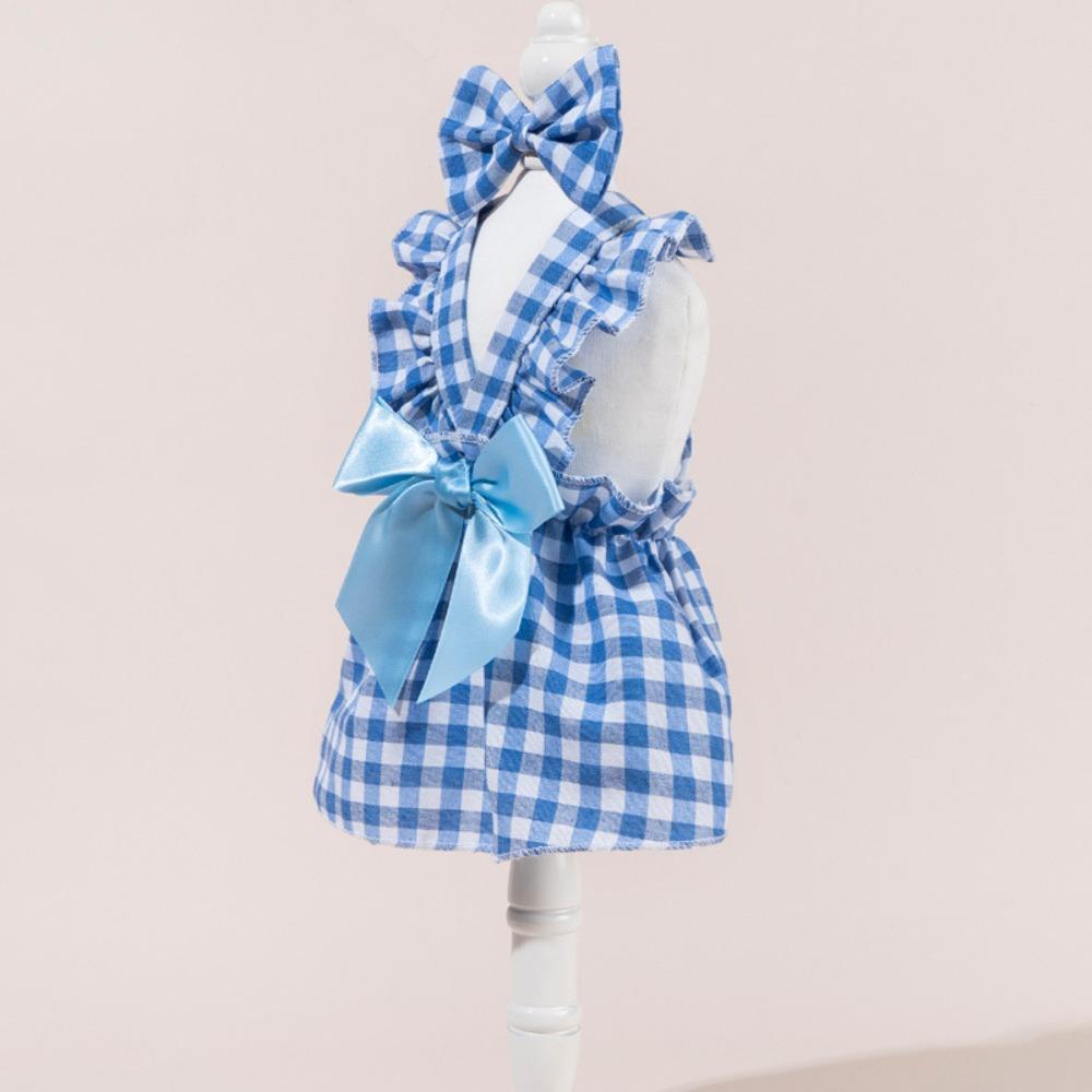 Bow Headband Cat Dog Princess Dress Polka Dots Printing Pet Dress Cute Pet Skirts Spring Summer
