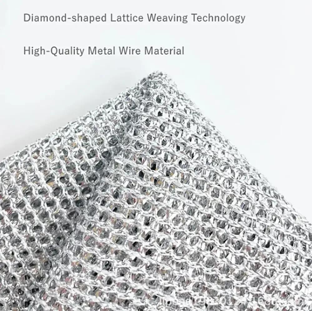 20cm Steel Wire Cleaning Cloth Double -layer Non -stick Oil Iron Dishrag Kitchen Pan Pot Dishes Cloths Rag Napery Dishcloth Rags