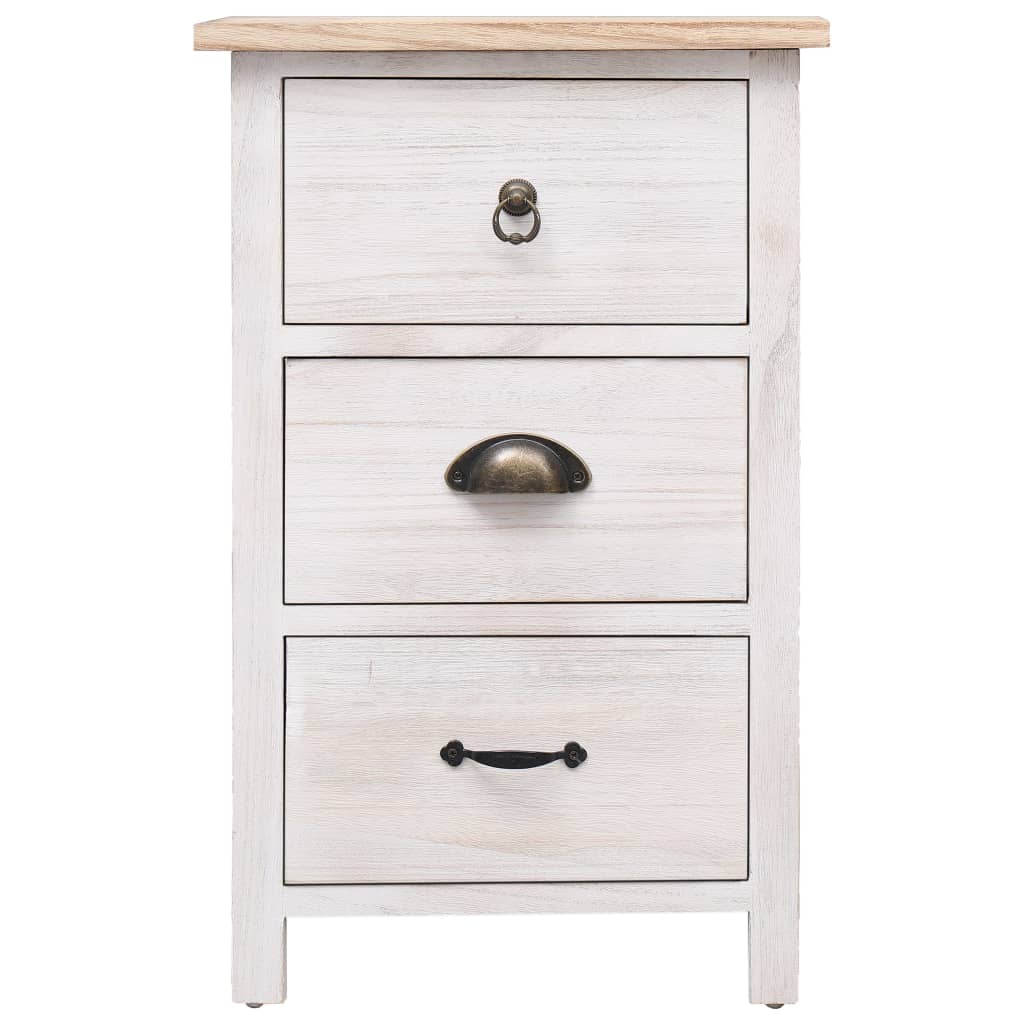 Side Table Cabinet 35 X 25 X 57 Cm Solid Paulownia Wood
