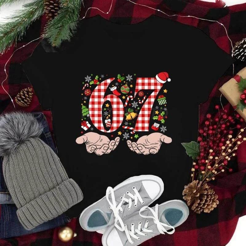 

2026 Merry Christmas 6 7 Meme Shirt for Women Trendy Funny Hands Vintage T Shirts Unisex Funny Style Internet Humor Tee Shirt S