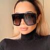 One Piece Shield Square Sunglasses for Women Vintage Oversized Black Pink Sun Glasses Eyewear Female Cool Black Blue Shades