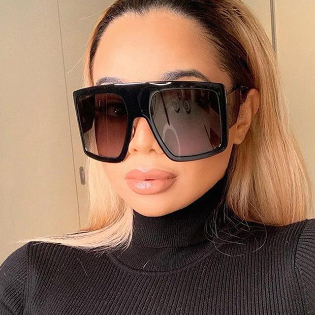 One Piece Shield Square Sunglasses for Women Vintage Oversized Black Pink Sun Glasses Eyewear Female Cool Black Blue Shades