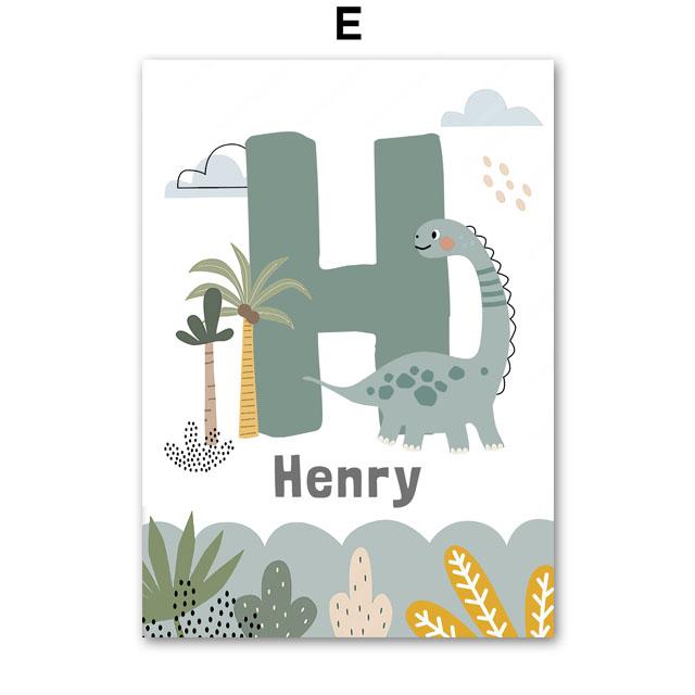 Cute Dinosaur T-Rex Brachiosaurus Nursery Wall Art Canvas Painting Nordic Dino Posters And Prints Pictures Baby Kids Room Decor