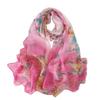 Summer Embroidered Silk Scarf Sun-Resistant Smooth Long Wraps Breathable Chiffon Bandana for Women