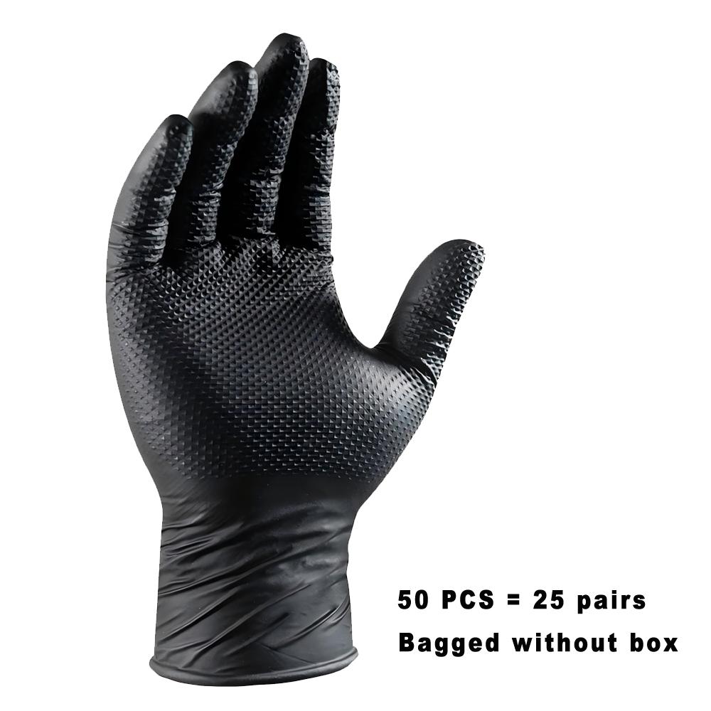 Heavy Duty Orange Nitrile Gloves  8mil Heavy Duty Disposable Gloves with Diamond Textured Latex Free Mechanic Tattoo Auto Gloves