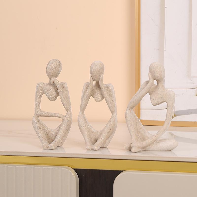 Cross-border Mini Figure Sitting Posture Resin Ornaments Set for Home & Office Decor