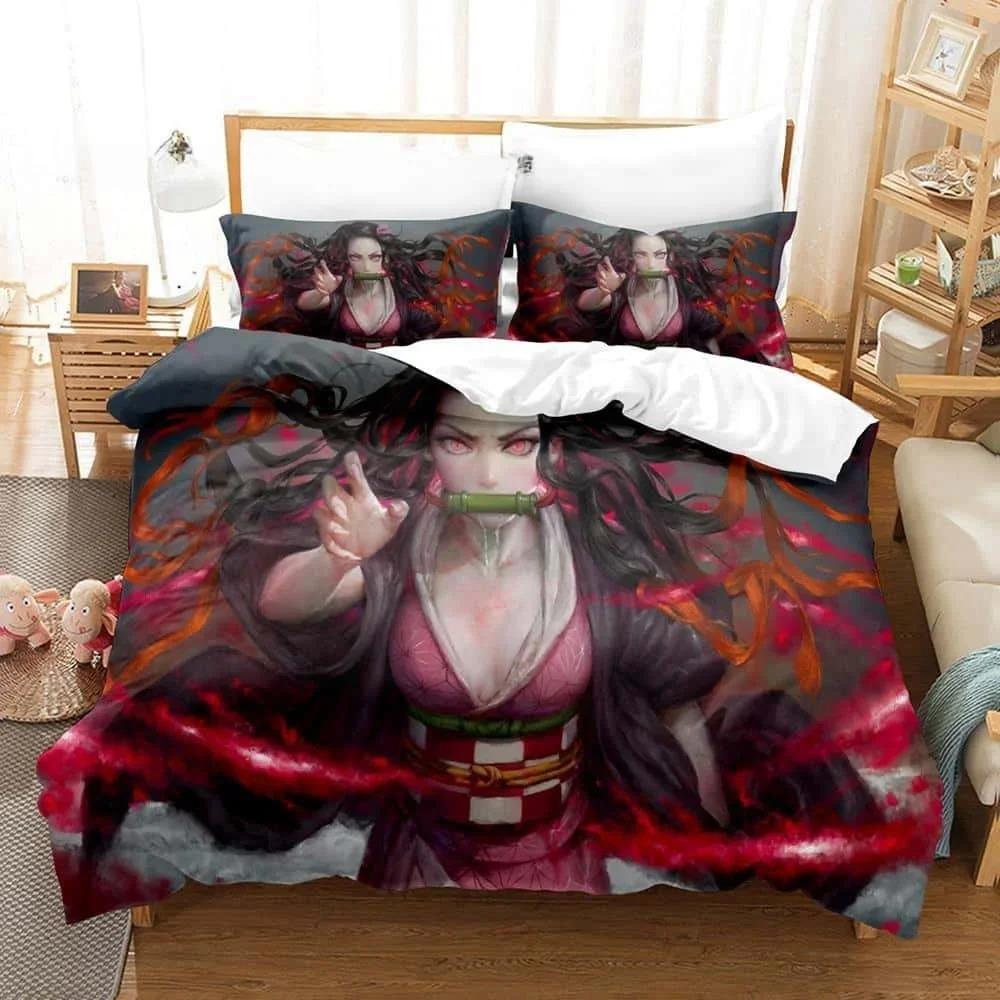 3D Printed Anime Bed Sheet Demon Slayer Bedding Set Single Twin Full Queen King Size Bed Set Adult Kid Bedroom Duvet cover Sets