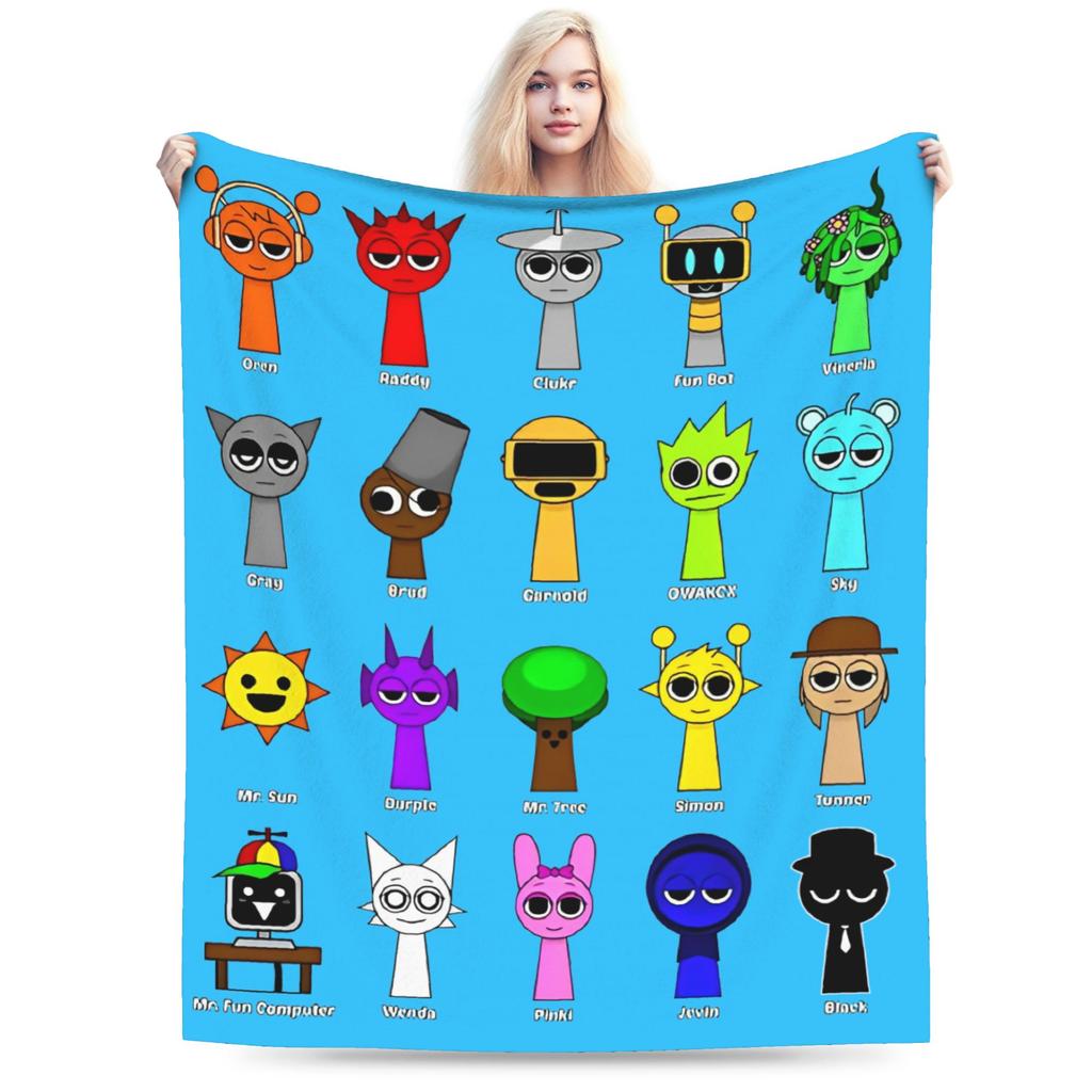 Cartoon Sprunki Music Game Blanket Fleece Soft Throw Blanket for Bedding Couch Bed Rug