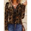 Ladies' Fashionable Long Sleeved T-shirt with Snake Skin Pattern Design, Zipper Front Print and 3D Design
