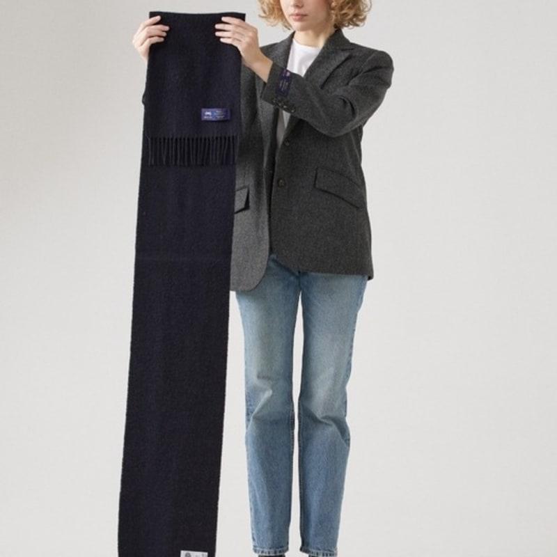 ABRAHAM MOON Merino Wool Muffler 25cm - Navy