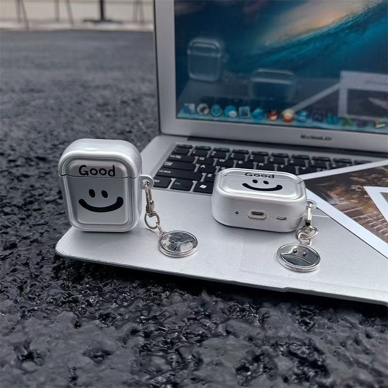 Tide Brand Electroplating Smiley Face Is Suitable for AirPods 1 Generation Protective Cover Apple 1/1 Generation Five or Seven Generation Earphone