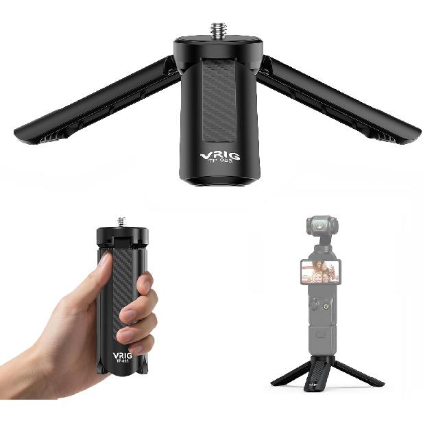 VRIG Mini Tripod with 1/4" Screw, Desktop Tabletop Stand Compact Tripod for Gimbal Handle Grip Stabilizer, Camera, DJI OSMO Pocket 3/2