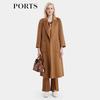 Women's Autumn/Winter Cashmere Lapel Tie-Waist Long Coat