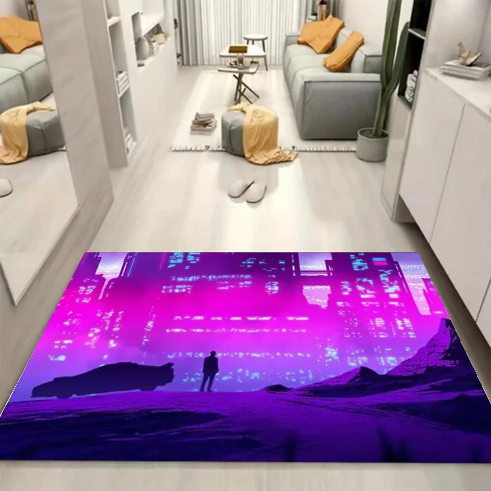 1pc Purple White Wave Gaming Bathroom Absorbent Mats Anti-Slip Mats Home Decor Supplies Carpets Home Kitchen Floor Mats