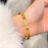Xiaohongshu Bestseller: Four-Leaf Clover Sand Gold Bracelet - High-End Fashionable Open Bangle for Women