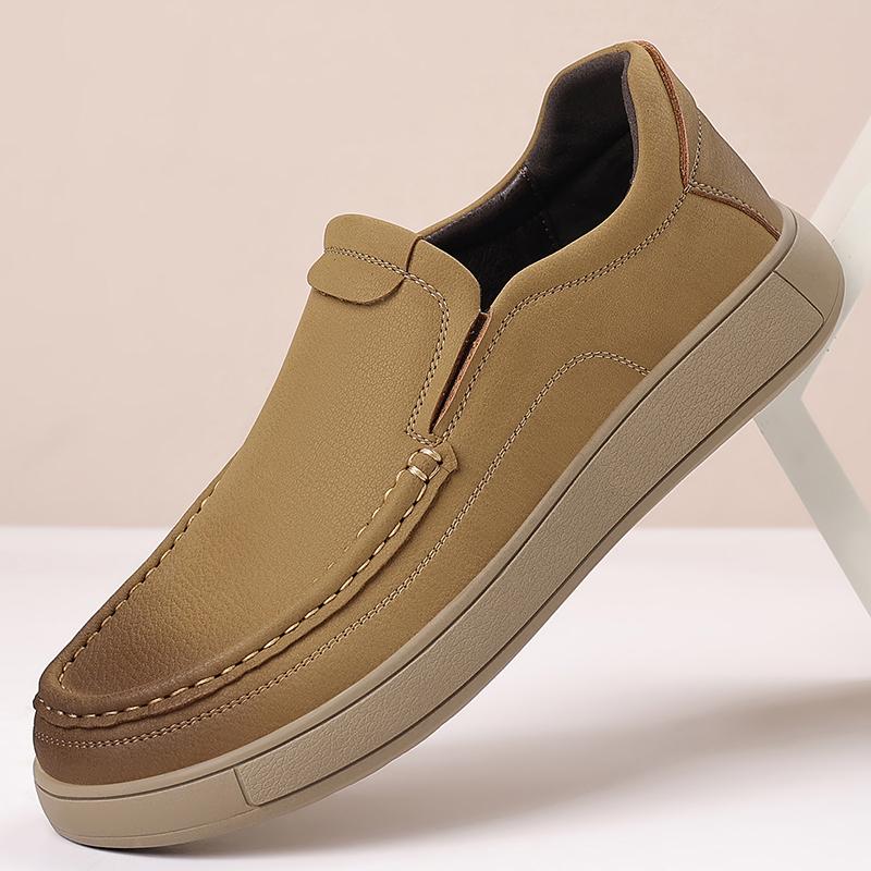 Fashion New Fashionable Versatile Casual Leather Shoes Branded Men's Business Office Leather Shoes Flat Bottomed Comfort Walking Loafers