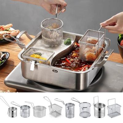 Panier de Friture Profonde en Acier Inoxydable 304 Passoire Maillée pour Fondue Raviolis Frites