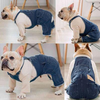 Fashion Pet Denim Overalls Puppy Jean Jacket Sling Jumpsuit Costumes Pet Dogs Jean Comfort Outfits For Small Medium Dogs Cats