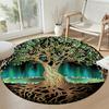 Tree Life Round Office Rug Perfect for Decorate Room Playrooms Dining Room Dormitory Anti-slip Round Rug Decorate Offices