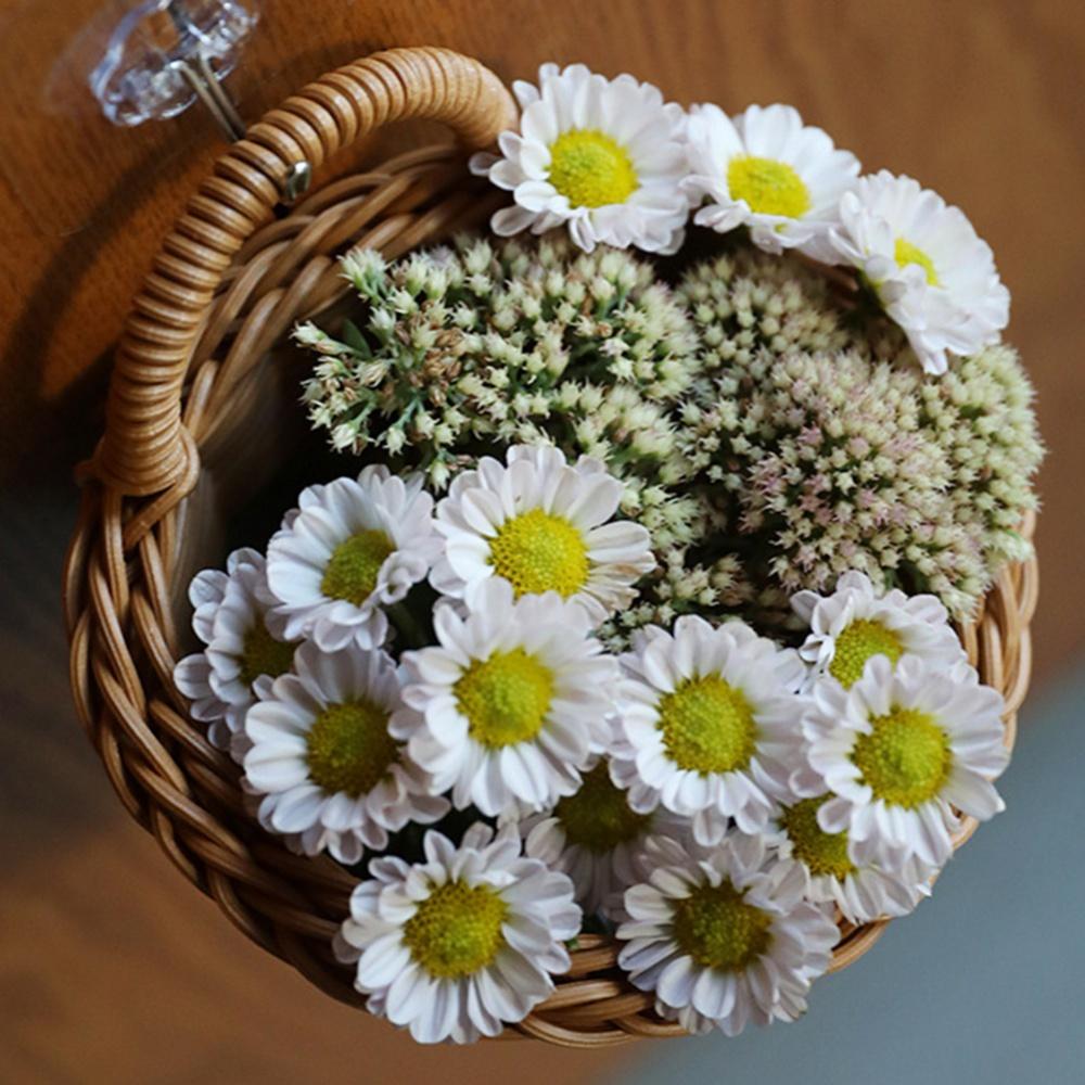 Hängender gewebter Aufbewahrungskorb aus Rattan, Wandmontage, Strohkorb, Graskorb, Blumentopf, Pflanzenvase, Gartendekoration, Aufbewahrungsregal