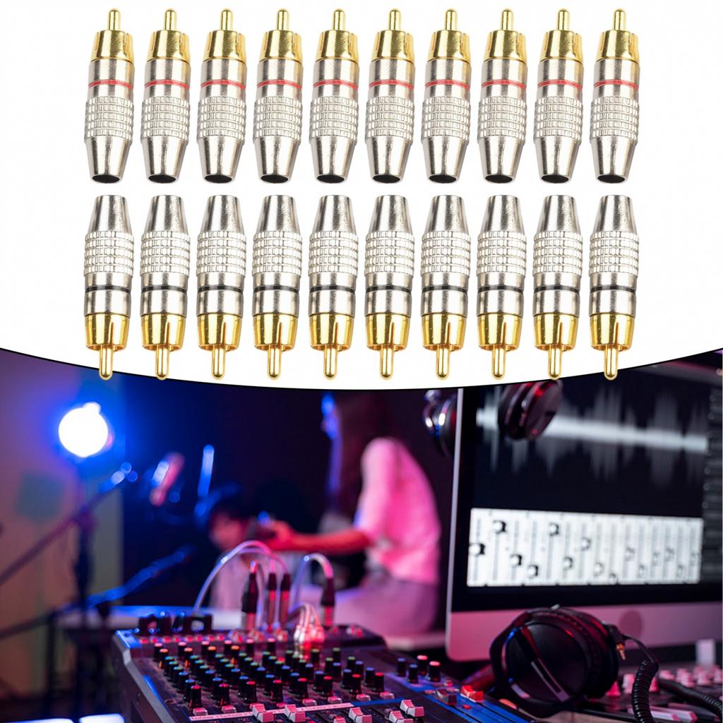 Speaker Wire Cable To Audio Male Connector Adapter Gold Plated 20pcs
