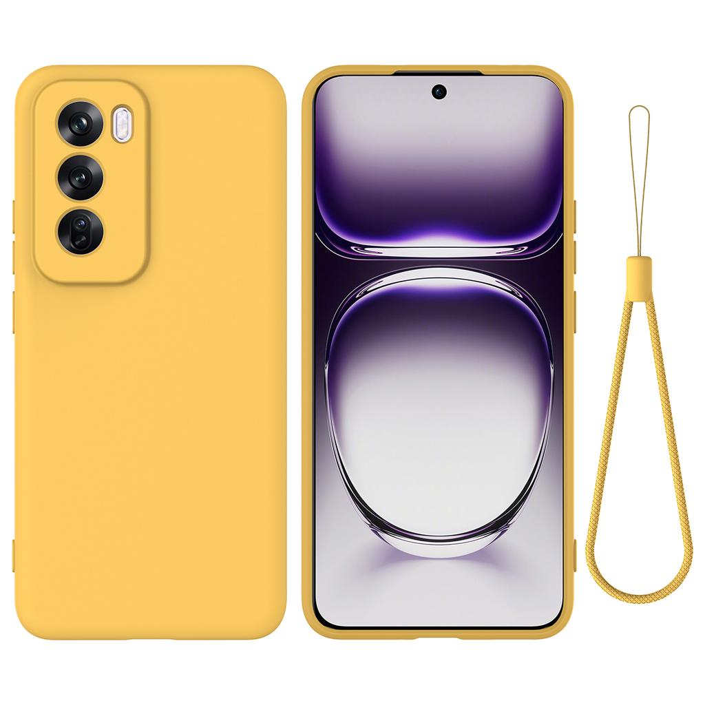 For Oppo Reno12 5G (Global) Protective Case Liquid Silicone Phone Cover with Wrist Strap