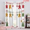 2pcs,2D Plane Printing Window Curtain Christmas Tree Star Ornament (2) 100% Polyester (without Rod) Holiday Use for Bedroom,
