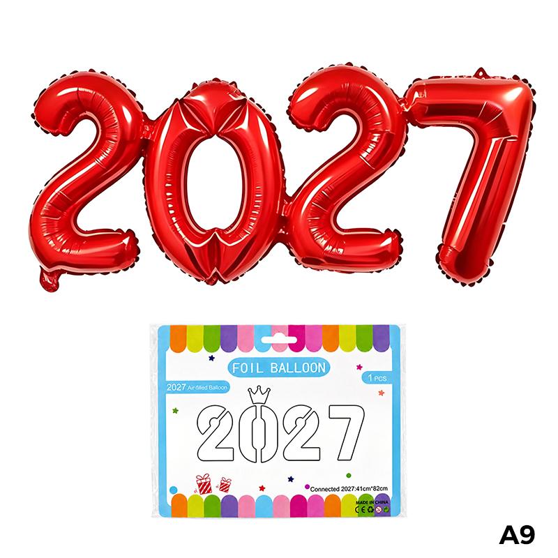 16 Inch Multicolor 2027 Number Balloons Crown Foil Inflatable for New Year Birthday Party Decoration