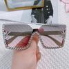 Integrated Sunglasses, Personalized Rimless Glasses, Large Frame One-Piece Diamond-Encrusted Sunglasses For Women