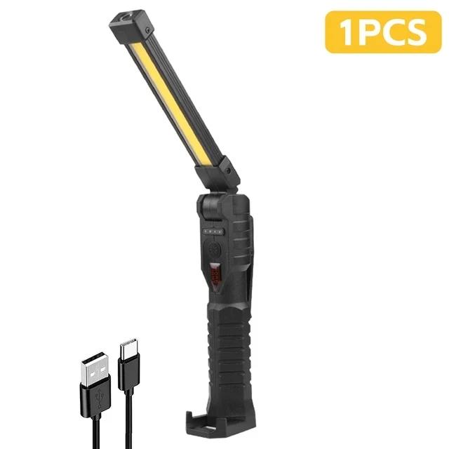 USB Rechargeable LED Work Light 1000 Lumens COB Lantern with Power Capacity Indicator Handled Flashlight for Outdoor Car Repair