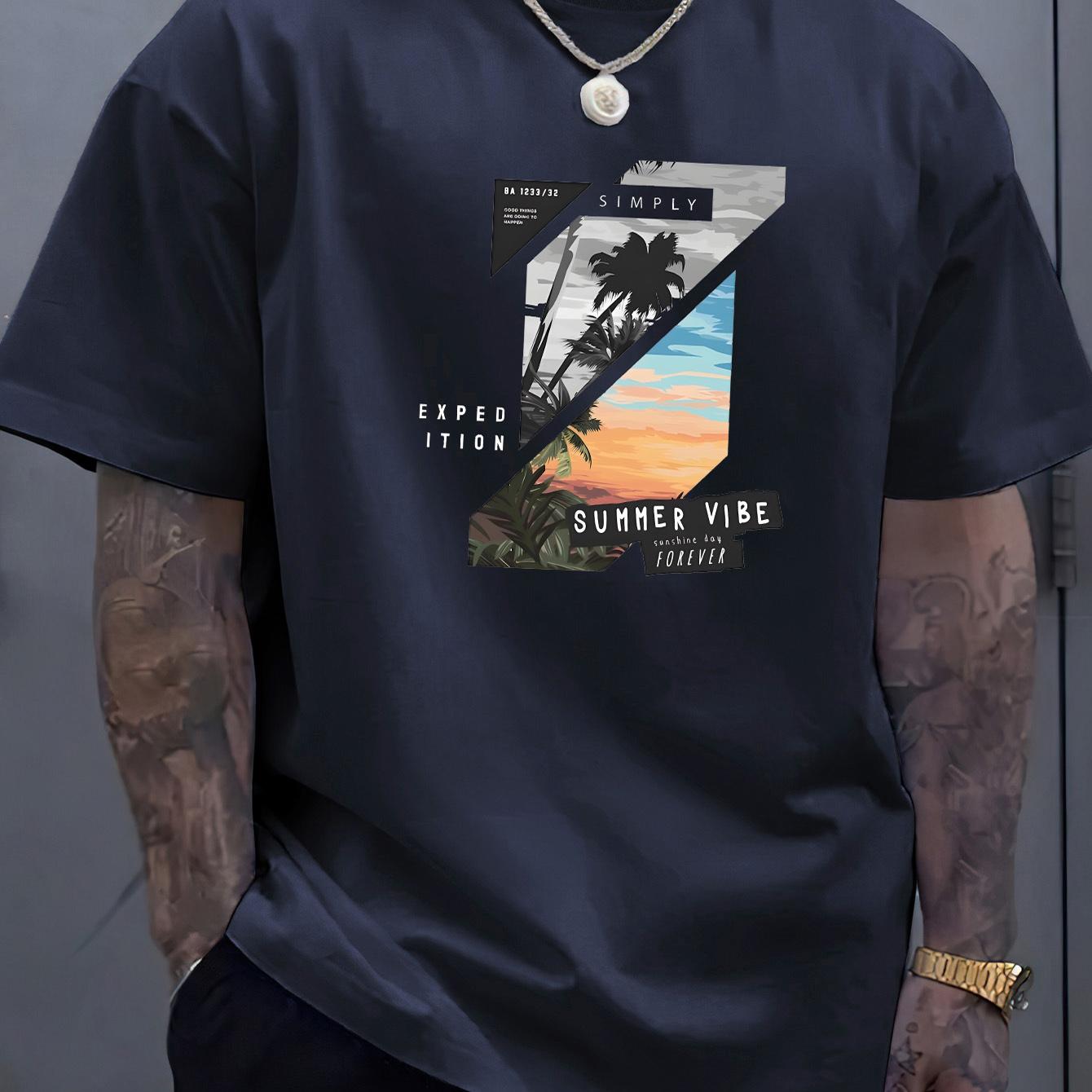 

2D trendy high-quality print 2025 summer fashion fitness small fish graffiti black and white pure cotton short-sleeved T-shirt 4XL