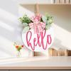 Wooden Round Welcome Sign Door Hanger with Bow Wreath Decoration for Home Entrance