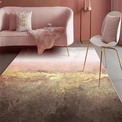 Alfombra Rosa para Habitación de Doncella Sala de Estar Sofá Mesa de Centro Abstracta Degradada Simple Alfombras de Noche para Dormitorio Decoración del Hogar