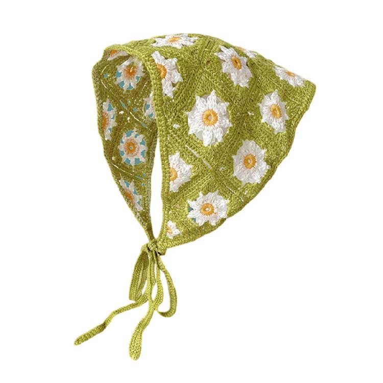 Hollowed Flower Pattern Headscarf for Women and Girl Crochet Bandanas Decorative Ethnic Head Wrap for Music Festival
