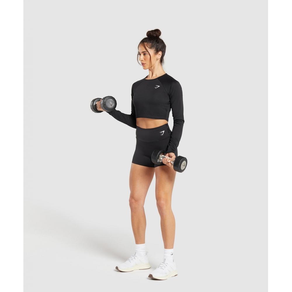 Gymshark Training Long Sleeve Crop Top Black B2a4f Bbbb