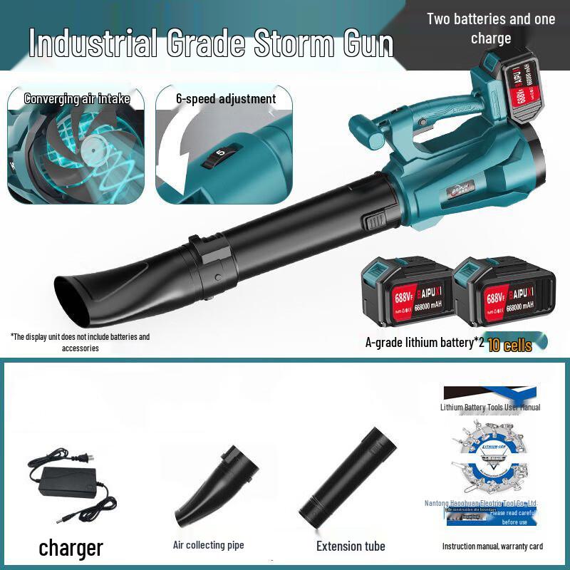 BAIPUXI Industrieller Akku-Laubbläser 6 Geschwindigkeiten CN-Stecker (Adapter enthalten)