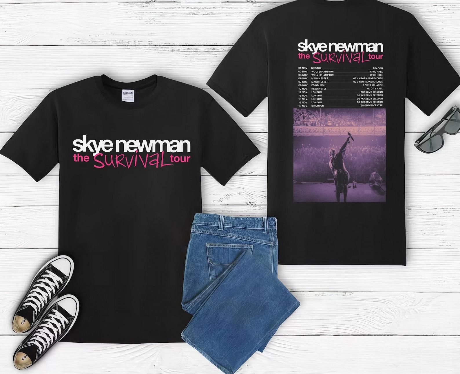 Skye Newman Survival Tour 2026 T shirt UK Concert Dates Tee | Double Sided Printed Shirt | Adult & Kids Music Tour Merch Gift A1 M