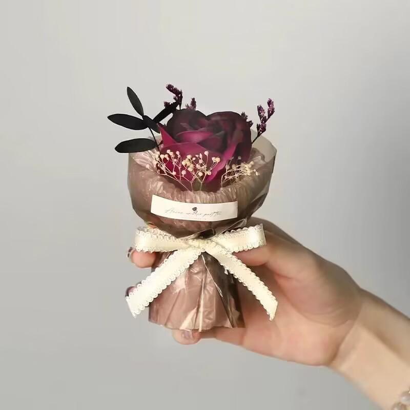 Preserved Mini Rose Bouquet - Artificial Dried Flowers Gift Ornament for Birthdays and Souvenirs
