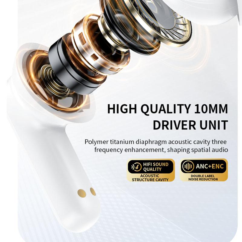 ANC Geräuschunterdrückung Drahtlose Smart-Ohrhörer Touchscreen-Headset Große Kapazität HiFi Stereo-Musik Mit Mikrofon Kopfhörer Geringe Latenz