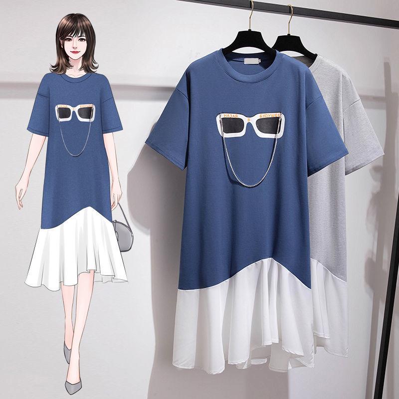 Korean Style Ruffled Summer Maternity Dress - Loose Fit, Plus Size, Long T-Shirt Skirt Trend