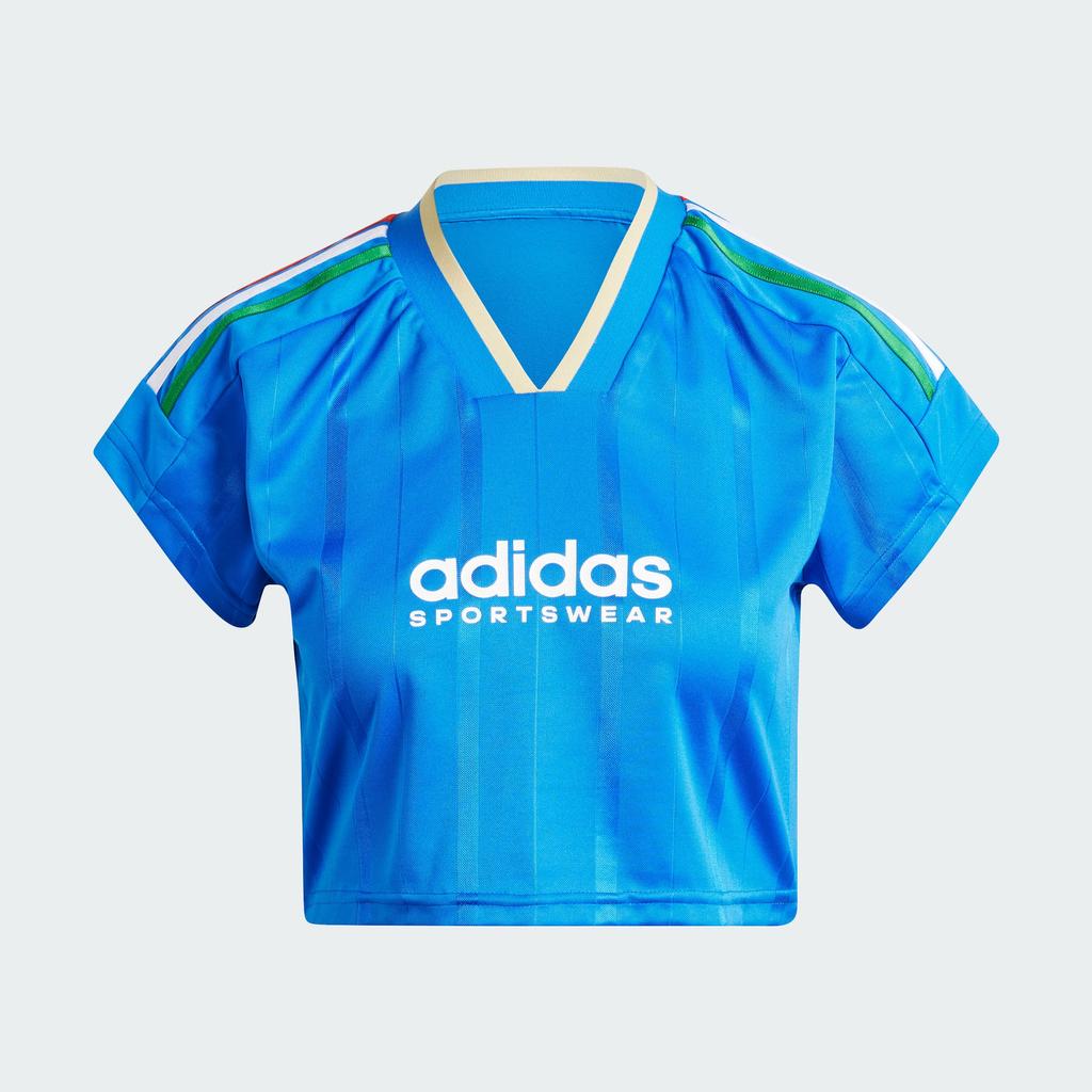 Adidas Alphabet Logo V-Neck Casual Pullover Short Sleeve T-Shirt Women Tops Blue IX9562