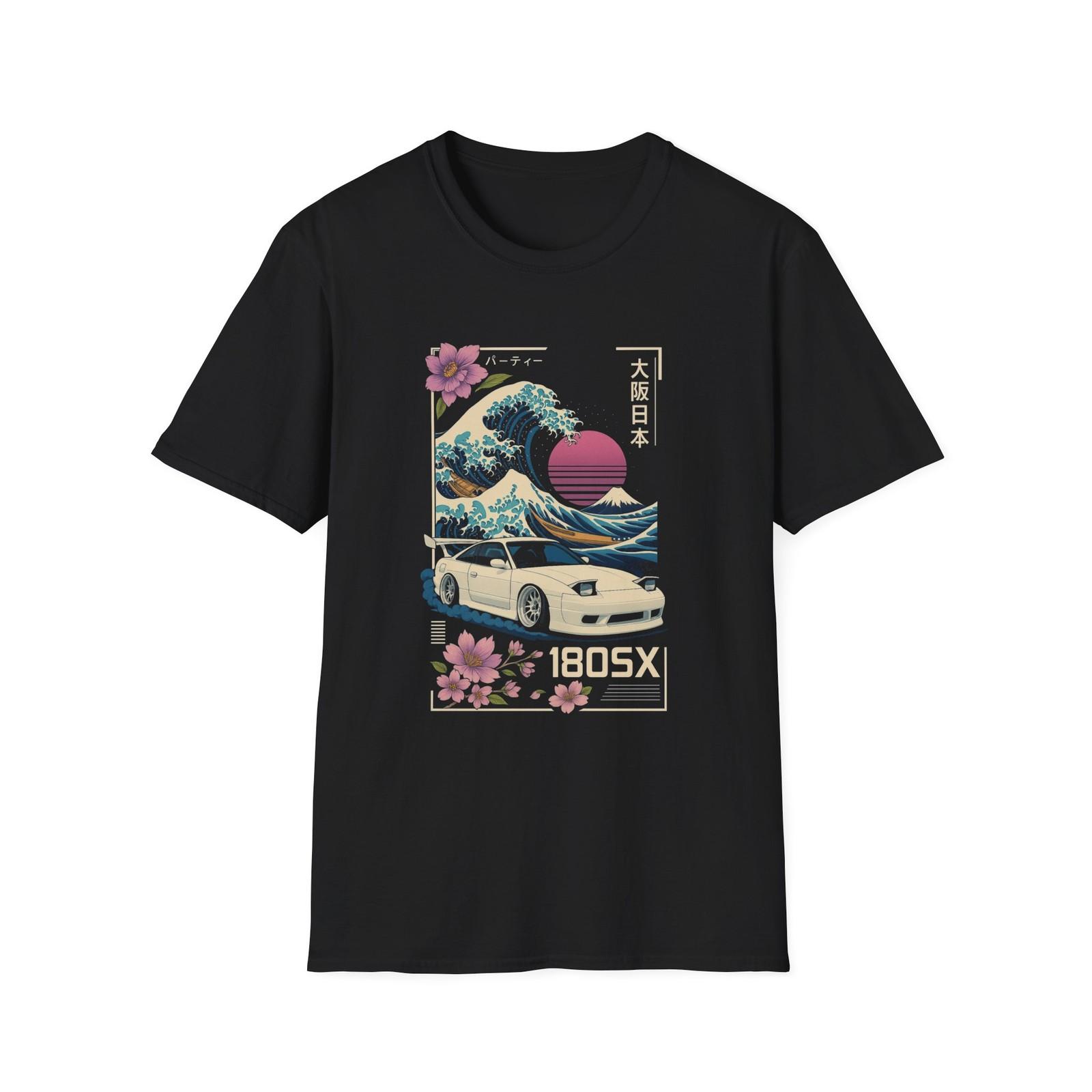 180SX JDM Drift Car T-Shirt Great Wave Japan Style Sakura Street Tee XXXXL