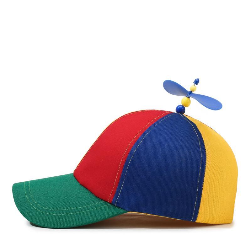 Fun Propeller Baseball Cap Fashion Color Block Bamboo Dragonfly Design Spring Autumn Breathable Hat for Hiking Cycling Use