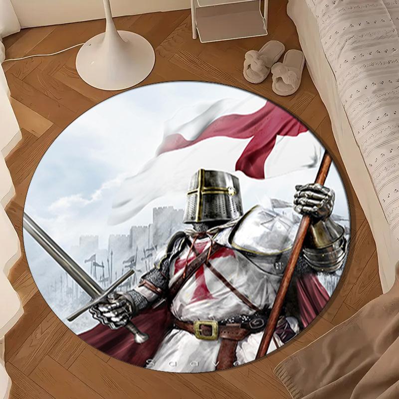Knightly Warrior In Armor Round Rug for Livingroom,Bedroom, Palyroom, Chair Rug, Area rug, Circle Carpet, Large Size Fan Christmas gift