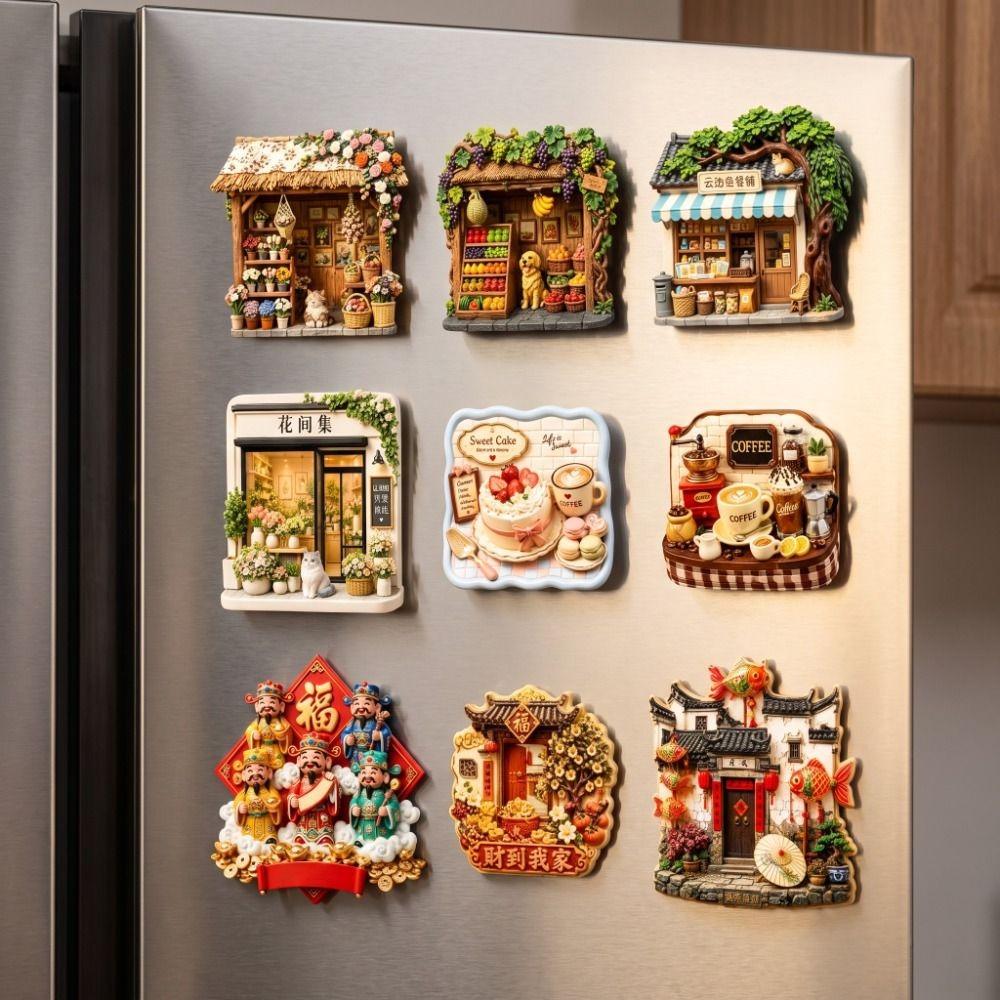 Shop Shape Home Decoration House Magnetic Sticker Blessing Gift Refrigerator Magnet  Gift