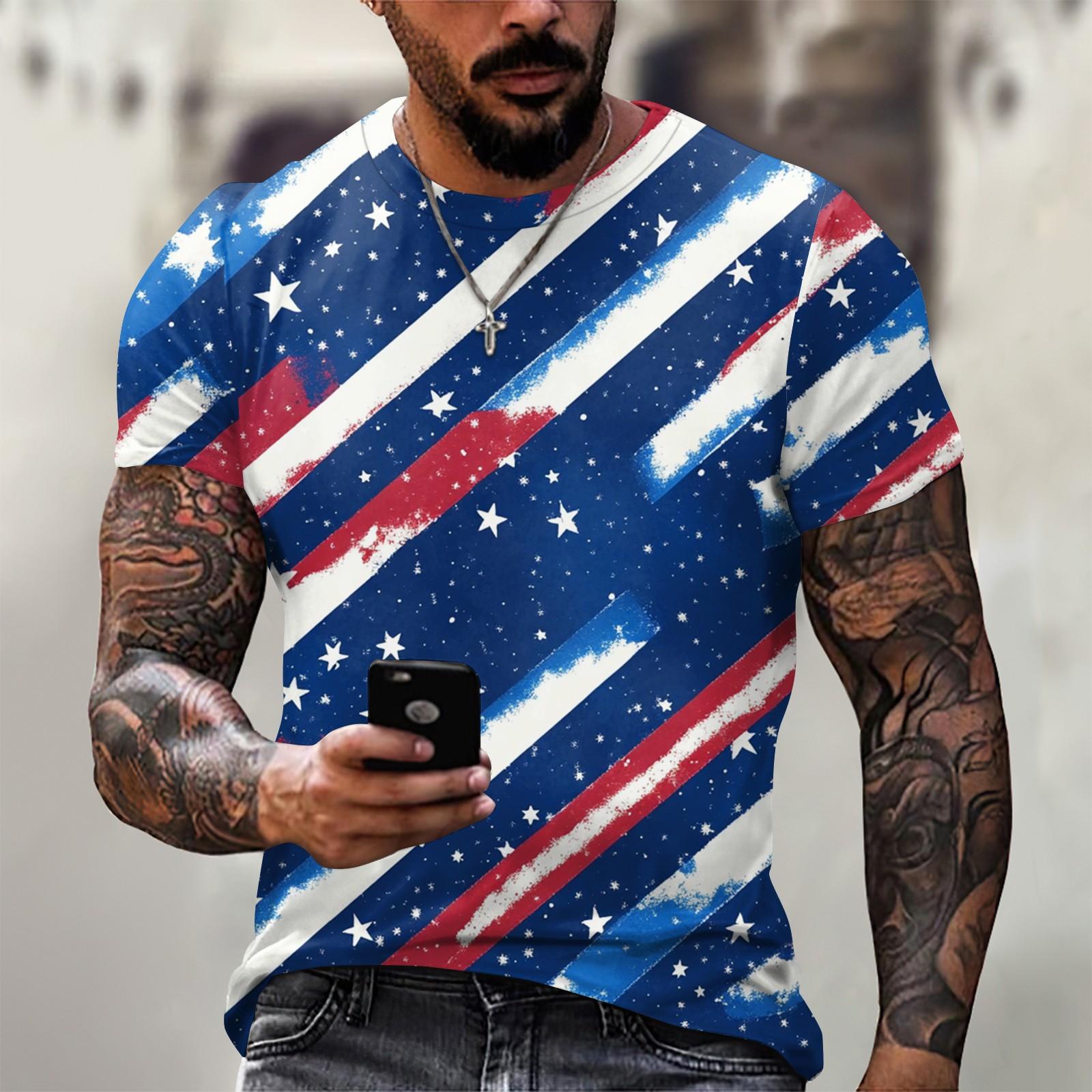 

Чоловіча модна футболка, вуличний повсякденний одяг з коротким рукавом L синій