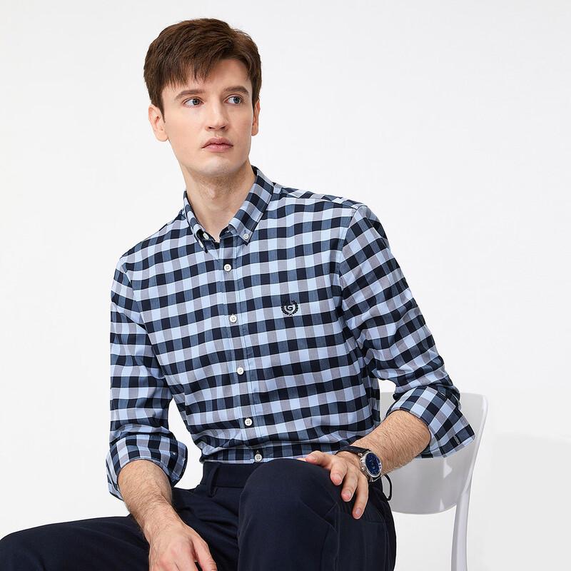Goldlion GY Men's Casual Plaid Long-Sleeve Shirt