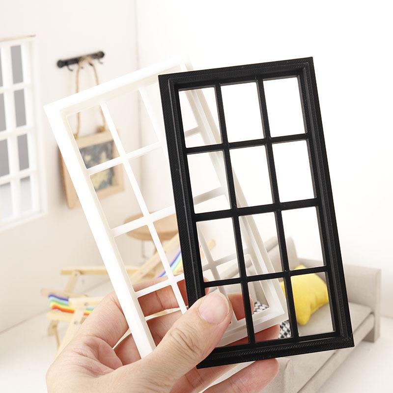 1/12 Dollhouse Simulation Wood Window Frame Model Miniature Furniture Decoration Dolls House Micro Scene Accessories